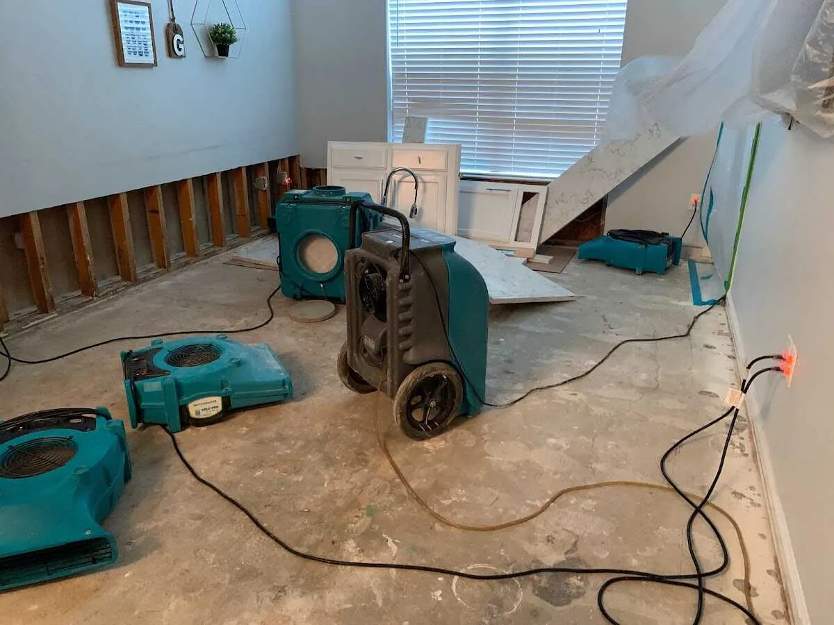 Dehumidifier in flood-cut room for Water Damage Restoration in Haltom City